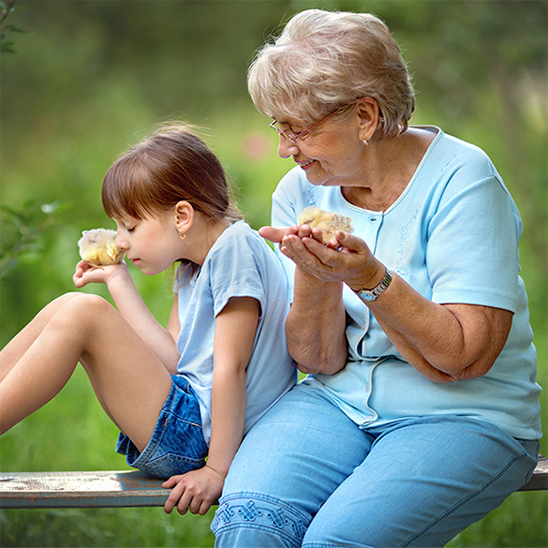 elderly lady and kid